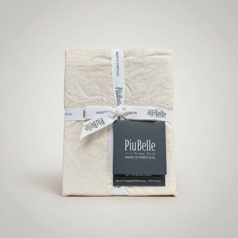 PiuBelle Portugal Cream Cotton Percale Pillowcases Set of 2 Standard Piu Belle